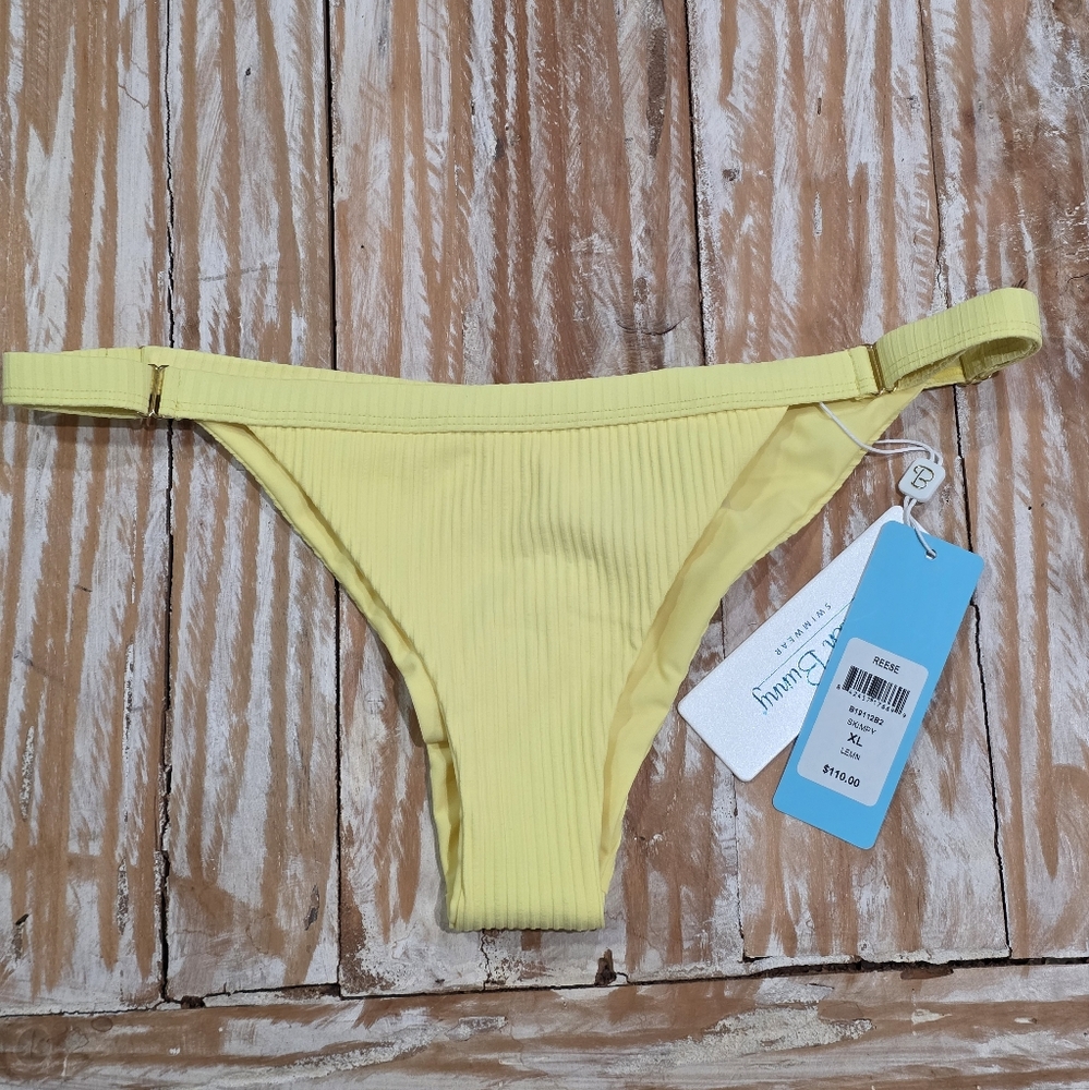 NWT Beach Bunny Reeseโ Skimpy Bikini Bottoms Lemon Yellow XL